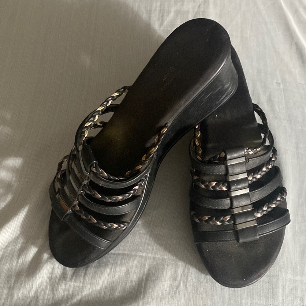 Black Croft and Barrow wedged sandals size 7. Lightly worn.
